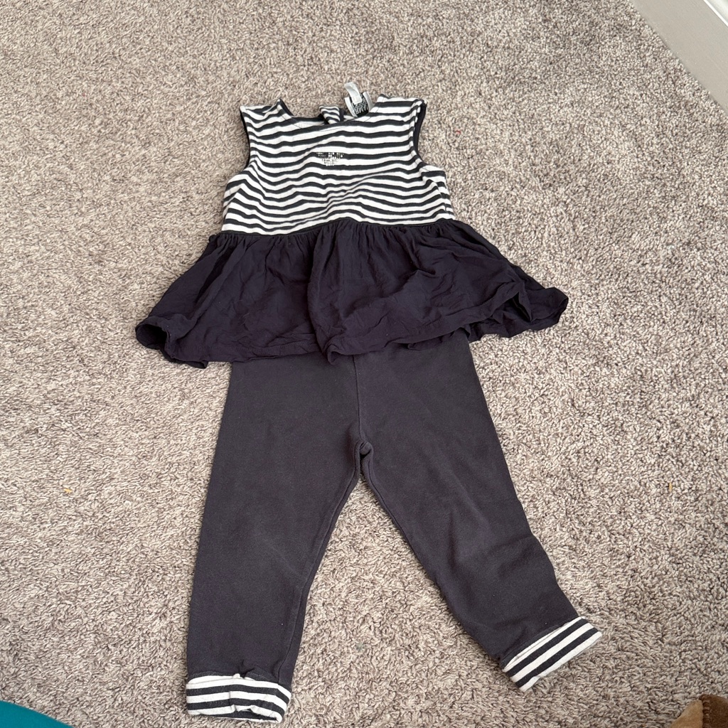 Armani Junior Navy And White Striped Top And Leggings With Cuff 3a